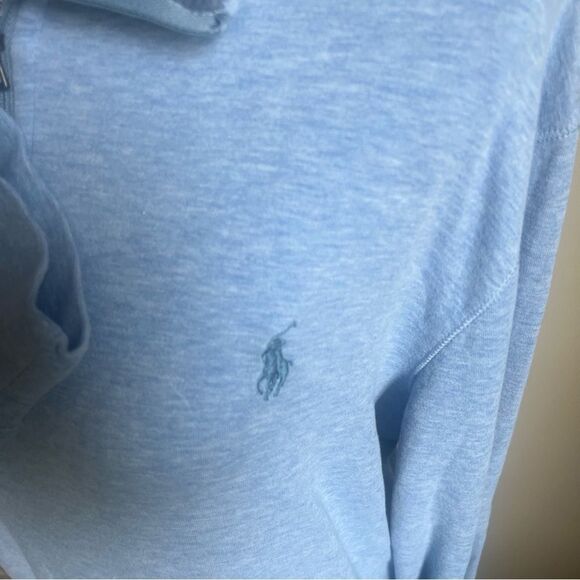 POLO RALPH LAUREN Blue Embroidered 1/4 Zip Sweater Pullover Sz Medium - Picture 5 of 9